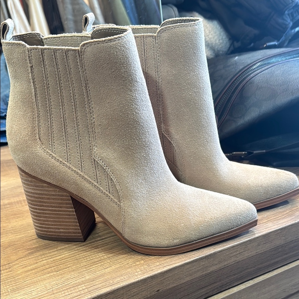 Marc Fisher Tan Ankle Booties with Suede Finish (Brand new, never worn)